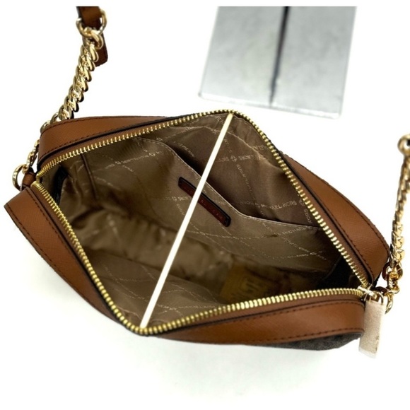 Michael Kors Large EW Crossbody Bag w Matching Continental Wallet Set Brown/Gold - Picture 8 of 13